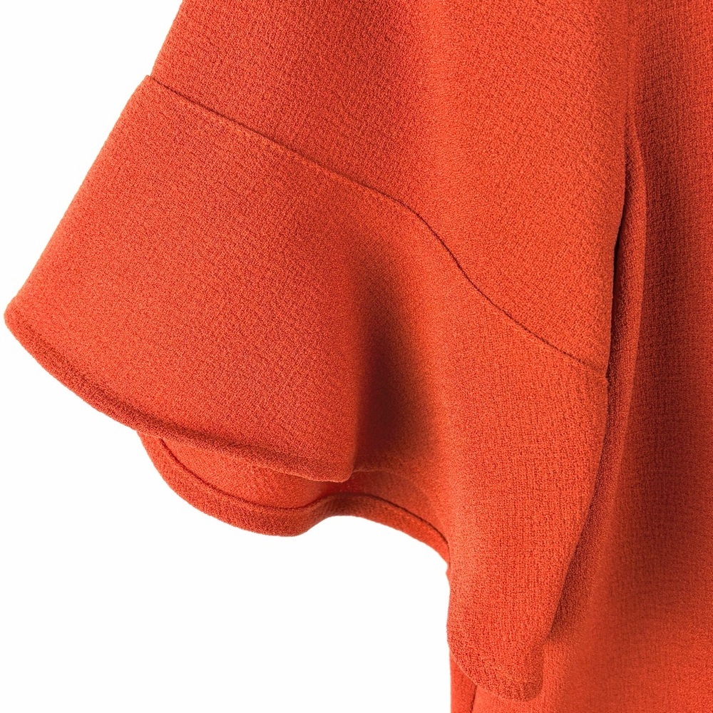 Madewell XS Orange Textured Flutter Sleeve Peplum Blouse Top - Picture 5 of 13